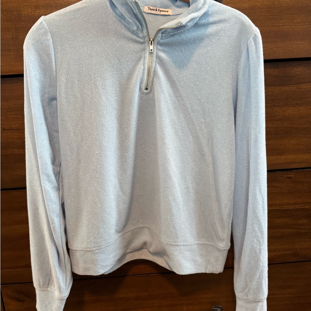 Women’s Light Blue Quarter-Zip Sweater